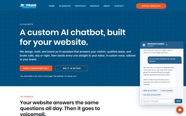 The AI chatbot on jbowmancreative.com
